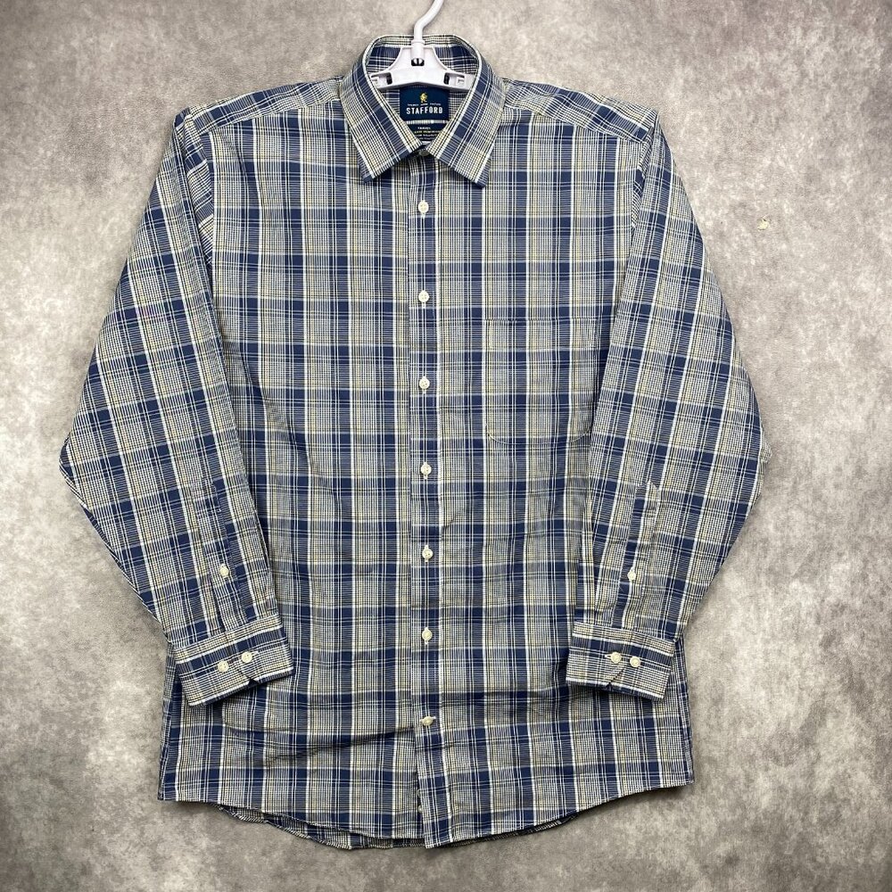 Stafford Travel EZ-Care Broadcloth Dress Shirt Mens 15.5-32/33 Multicolor Plaid